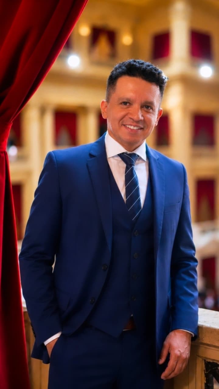 Diego Macana Roa en un palco del Congreso de la Nación Argentina